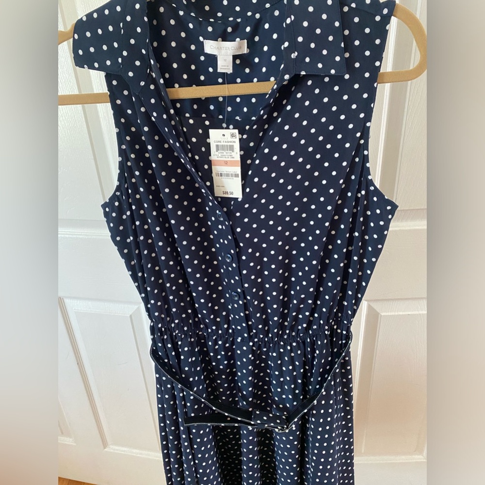 Charter Club Navy Polka Dot Maxi Dress